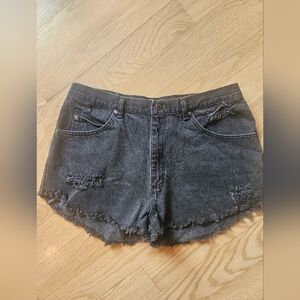 Wrangler Black Jean Shorts Distressed High-Waisted